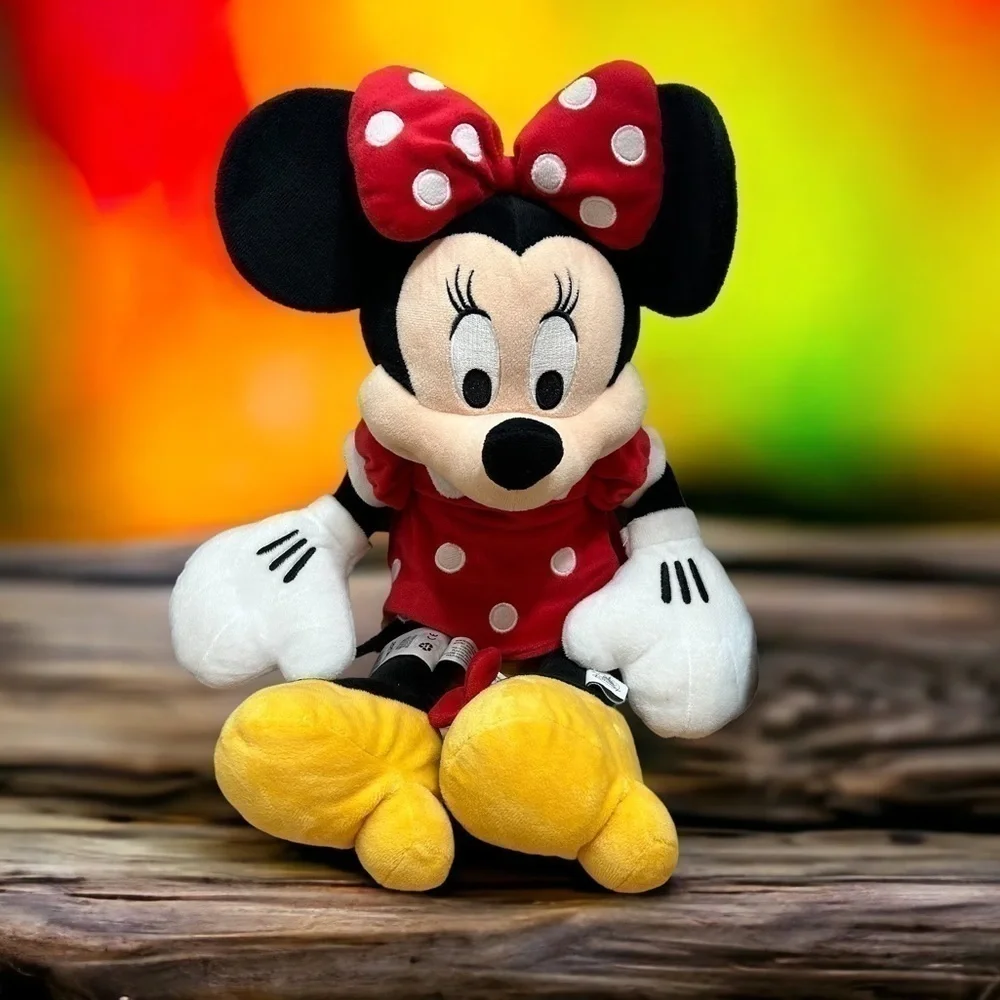 Disney Minnie Mouse Plush Red Black Stuffed Animal Large World Land Cruise